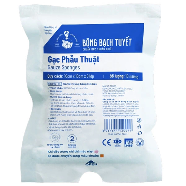 Gạc y tế Bông Bạch Tuyết (10cm x 10cm x 8 lớp)