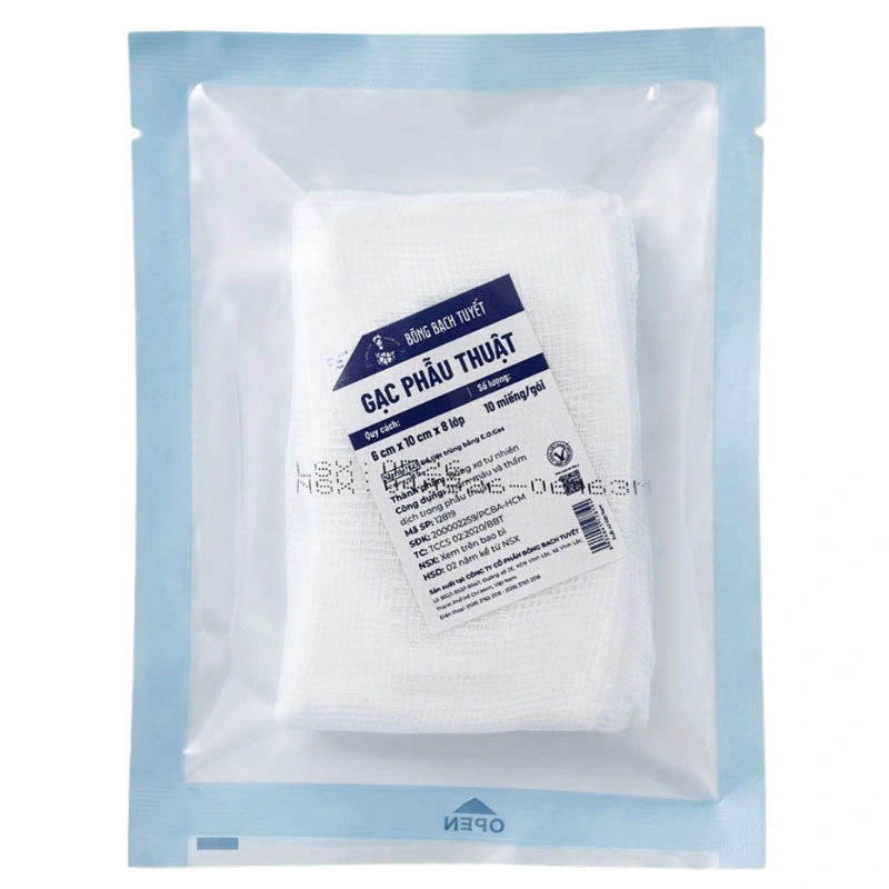 Gạc y tế Bông Bạch Tuyết (6cm x 10cm x 8 lớp) gói 10 miếng - 