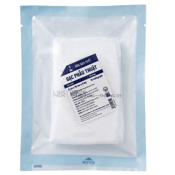 Gạc y tế Bông Bạch Tuyết (6cm x 10cm x 8 lớp)