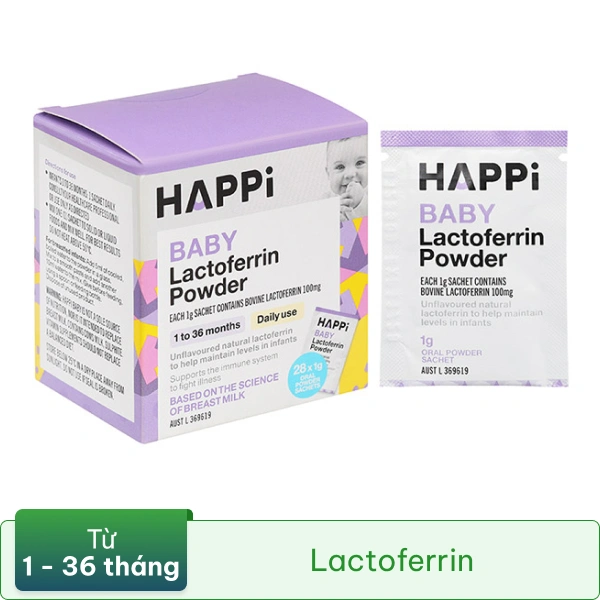 Bột Happi Baby Lactoferrin Powder hỗ trợ tăng cường sức đề kháng