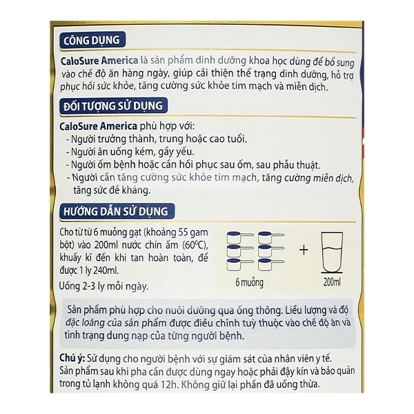 COMBO 2 lon Sữa bột Calosure America tăng cường miễn dịch và sức khỏe tim mạch 800g - 4