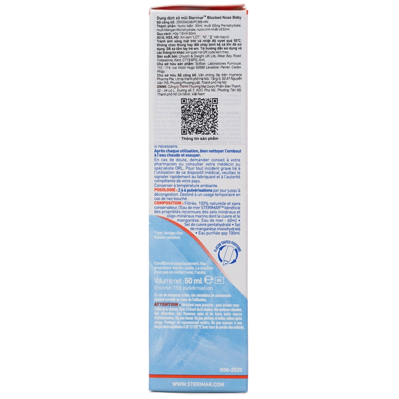 Dung dịch xịt mũi baby STERIMAR Blocked Nose Hygiene giảm nghẹt mũi cho bé chai 50ml - 3