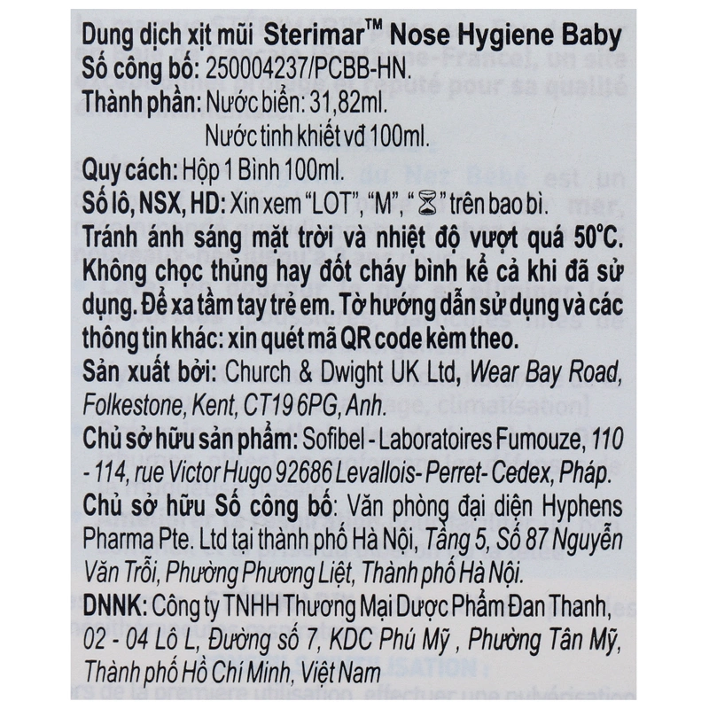 Dung dịch xịt mũi baby STERIMAR Nose Hygiene làm sạch mũi cho trẻ chai 100ml - 9