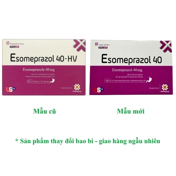 Esomeprazol 40-HV điều trị trào ngược dạ dày, thực quản (3 vỉ x 10 viên) - 