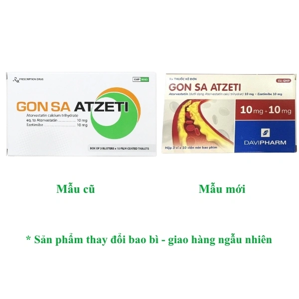Gon Sa Atzeti 10/10mg trị rối loạn mỡ máu (3 vỉ x 10 viên) - 