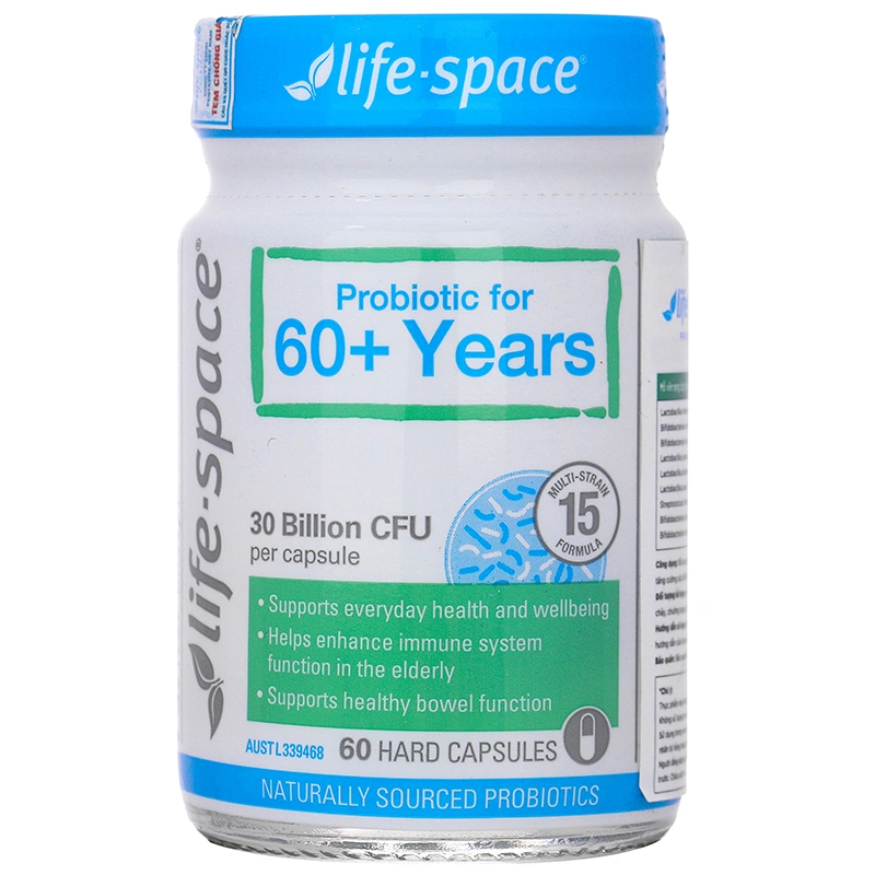 Life-Space Probiotic for 60+ Years tăng cường miễn dịch cho người cao tuổi Lọ 60 viên - 1