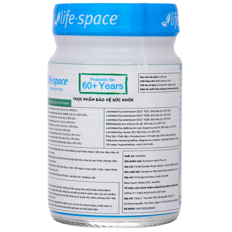 Life-Space Probiotic for 60+ Years tăng cường miễn dịch cho người cao tuổi Lọ 60 viên - 3