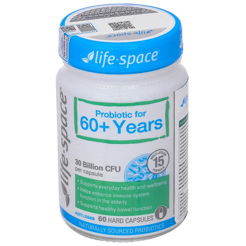 Life-Space Probiotic for 60+ Years tăng cường miễn dịch cho người cao tuổi Lọ 60 viên - 