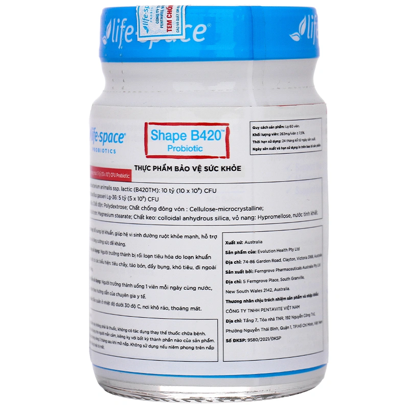 Life-Space Shape B420 Probiotic bổ sung lợi khuẩn Lọ 60 viên - 2