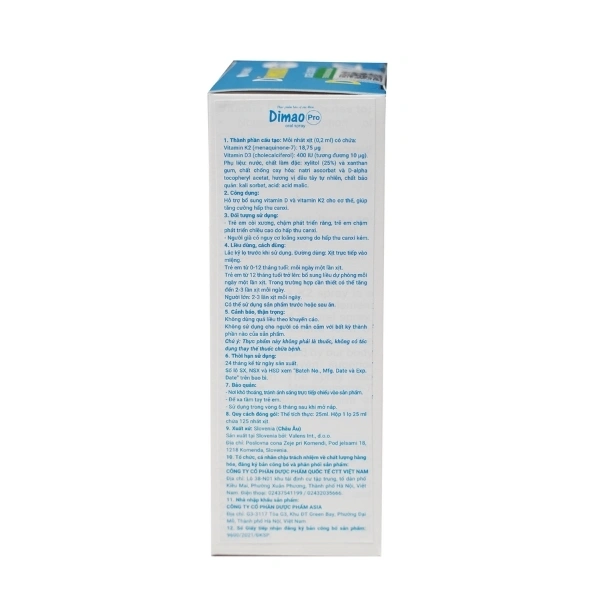 Dung dịch xịt Dimao Pro Oral Spray bổ sung vitamin D3&K2 chai 25ml - 2