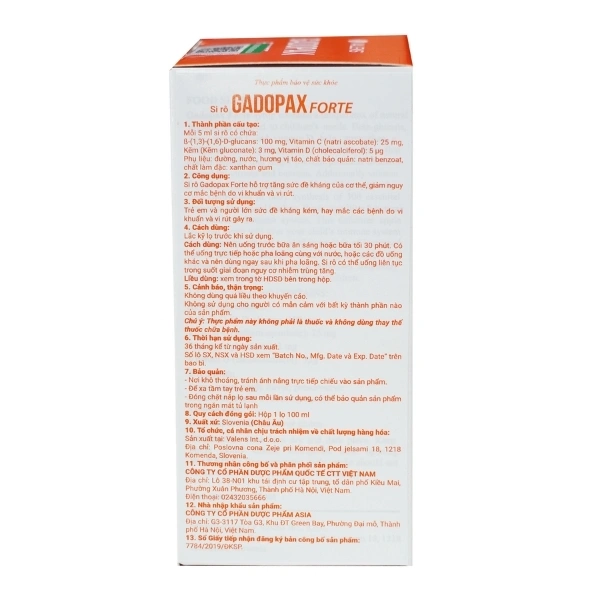 Siro GADOPAX FORTE tăng cường sức đề kháng 100ml - 2