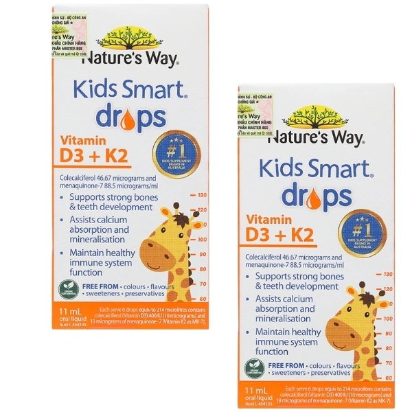 Combo 2 lọ Thực phẩm bảo vệ sức khỏe Nature's Way Kids Smart Drops Vitamin D3+K2