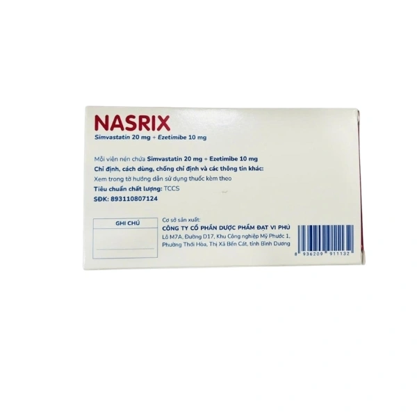 Nasrix điều trị rối loạn mỡ máu (4 vỉ x 7 viên) - 1