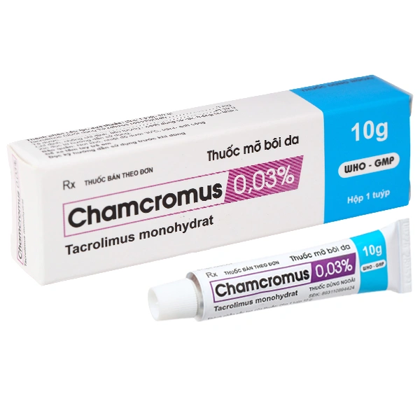 Kem bôi Chamcromus 0,03% điều trị viêm da vừa đến nặng tuýp 10g - 