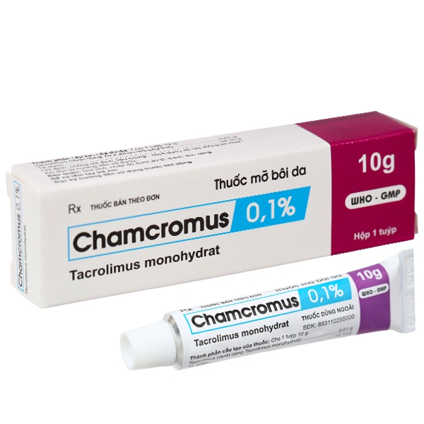 Kem bôi Chamcromus 0,1% điều trị viêm da vừa đến nặng tuýp 10g - 