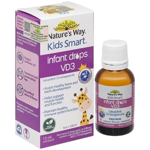 Combo 2 hộp Thực phẩm bảo vệ sức khỏe Nature's Way Kids Smart Infant Drops VD3 13ml - 