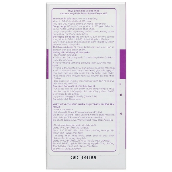Combo 2 hộp Thực phẩm bảo vệ sức khỏe Nature's Way Kids Smart Infant Drops VD3 13ml - 4
