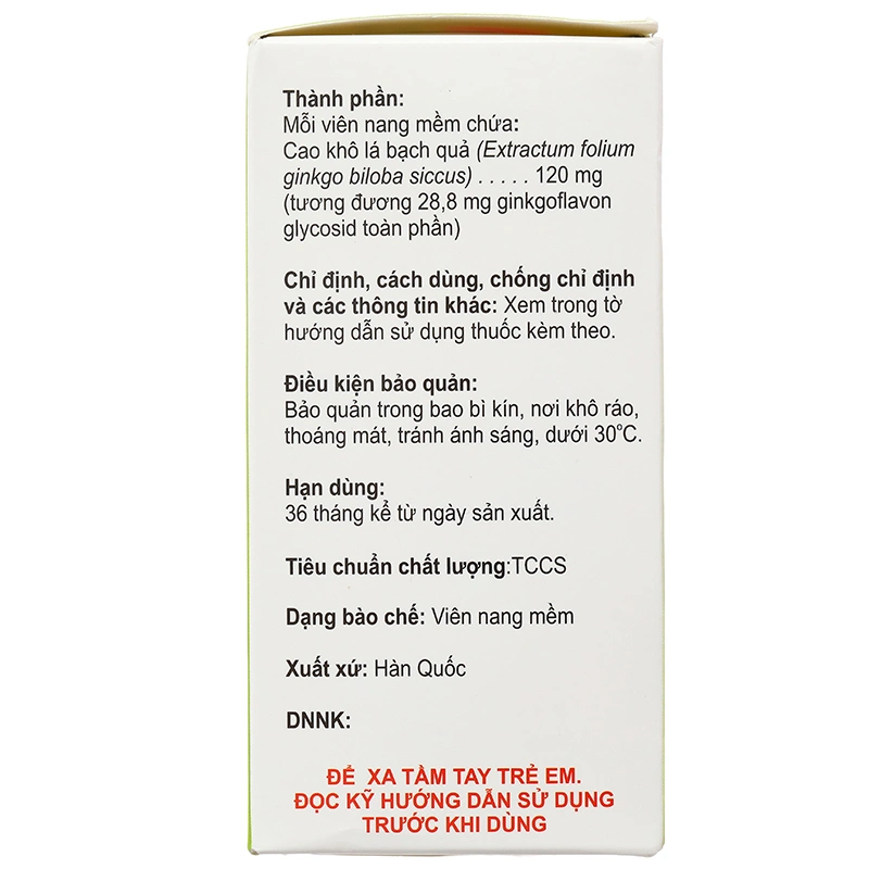 Gikorcen 120mg điều trị rối loạn tuần hoàn ngoại biên (10 vỉ x 10 viên) - 5