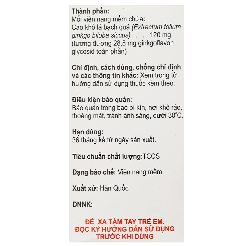 Gikorcen 120mg điều trị rối loạn tuần hoàn ngoại biên (10 vỉ x 10 viên) - 7