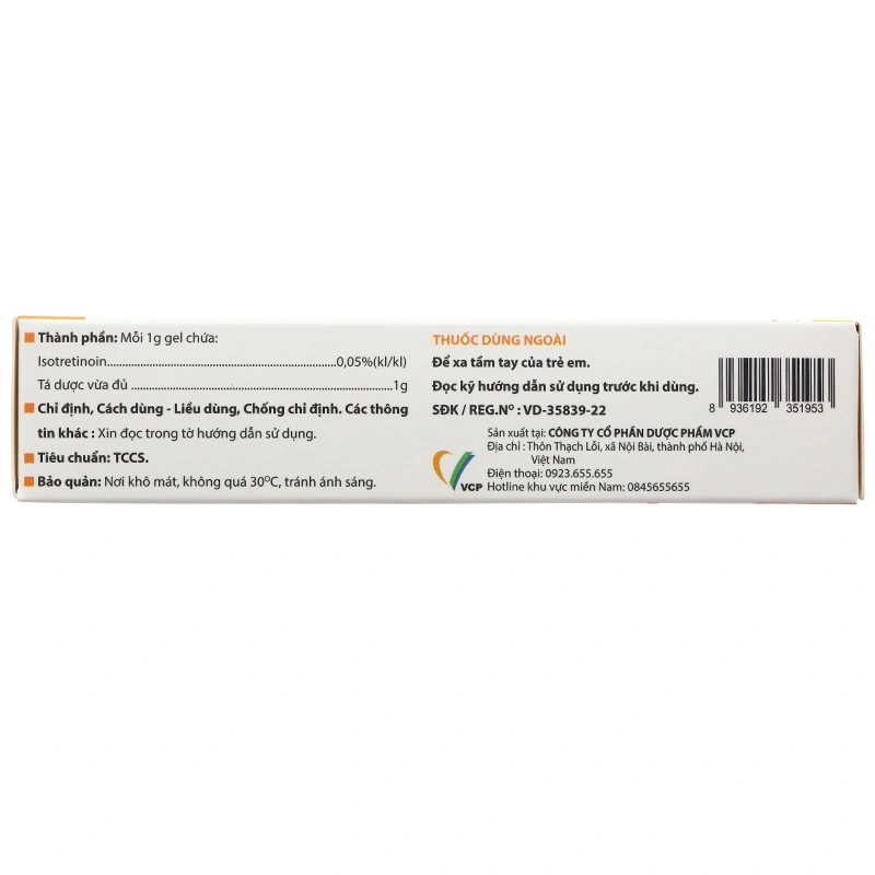Kem bôi Isotrin 0,05% VCP điều trị mụn trứng cá tuýp 15g - 4