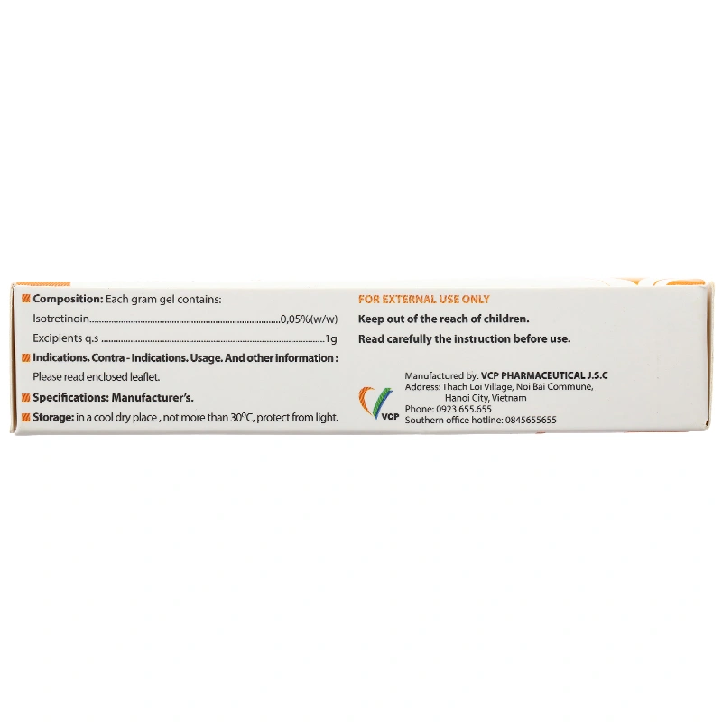 Kem bôi Isotrin 0,05% VCP điều trị mụn trứng cá tuýp 15g - 3