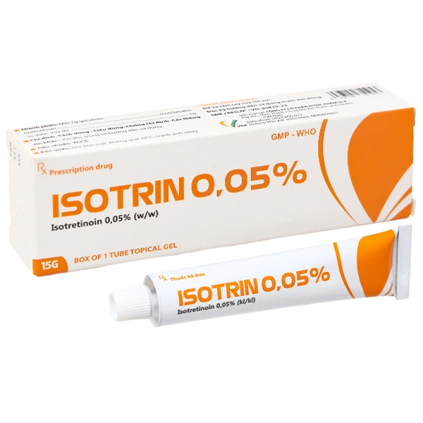 Kem bôi Isotrin 0,05% VCP điều trị mụn trứng cá tuýp 15g - 