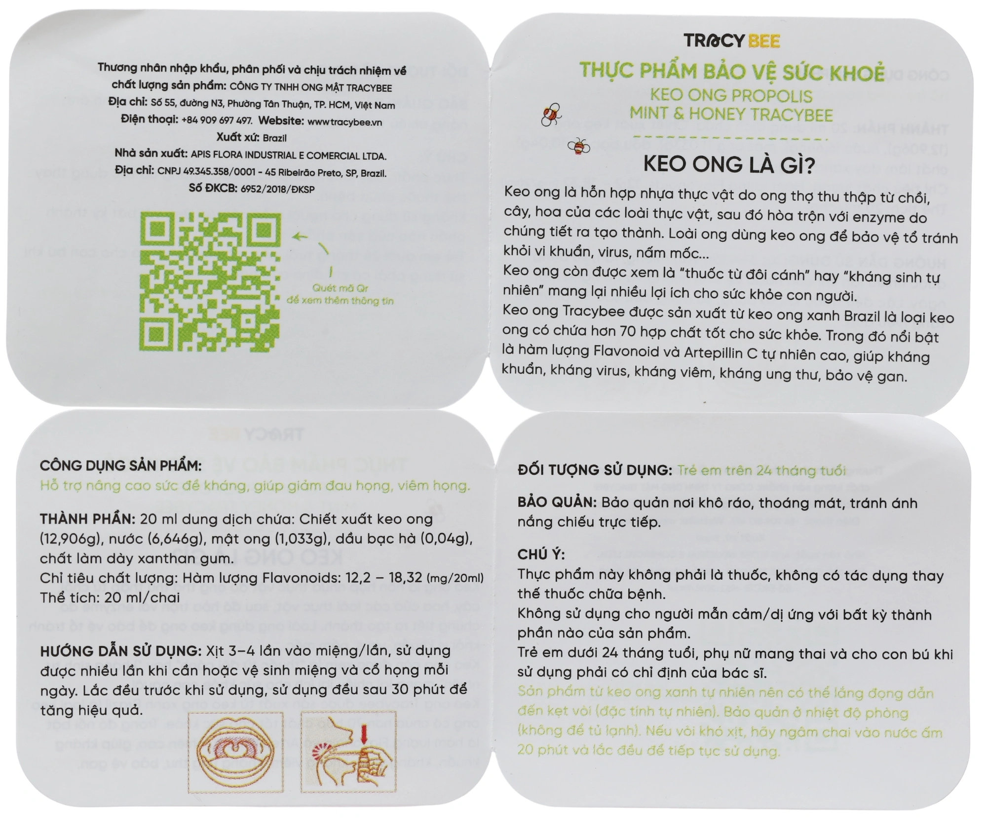 Xịt họng Keo ong Propolls Mint &Honey Tracybee giảm đau họng chai 20ml - 9