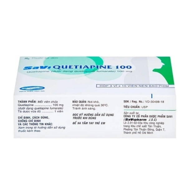 Savi Quetiapin 100mg điều trị tâm thần phân liệt hộp 30 viên - 3