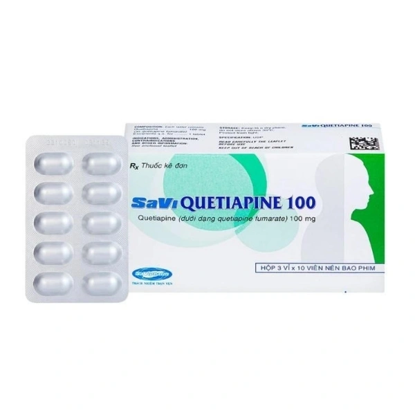 Savi Quetiapin 100mg điều trị tâm thần phân liệt hộp 30 viên - 