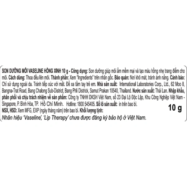 Son dưỡng môi VASELINE Rosy Tinted giúp môi ẩm mềm mại Thỏi 10gam - 1