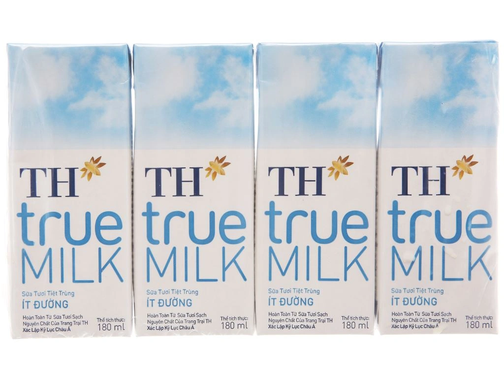 Sữa Tươi Tiệt Trùng TH True Milk - Sữa Tươi TH True Milk Ít Đường 180ml