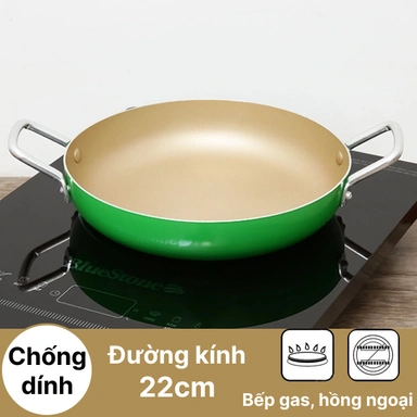 Chảo nhôm chống dính 2 quai bằng rainy 14li*22cm