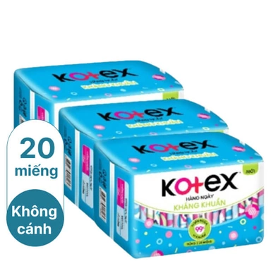3 gói băng hàng ngày Kotex kháng khuẩn 20 miếng