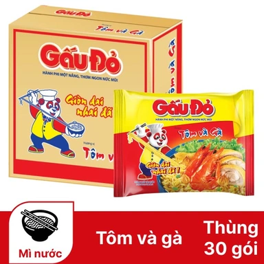 Thùng 30 gói mì Gấu Đỏ tôm gà 63g