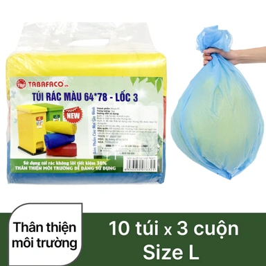 3 cuộn túi đựng rác màu TBP 64x78cm (1kg)
