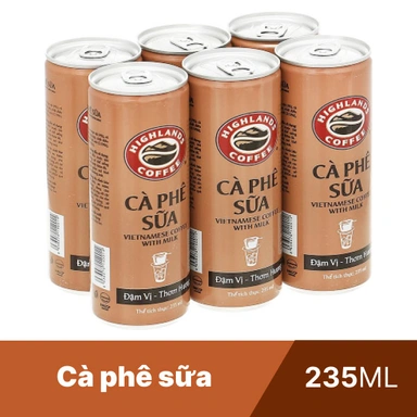 6 lon cà phê sữa Highlands 235ml