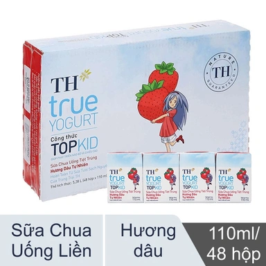 Thùng 48 hộp sữa chua TH True Yogurt Top Kid dâu 110ml