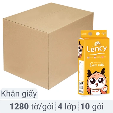 Thùng 10 gói giấy rút đa năng Lency 4 lớp 1280 tờ