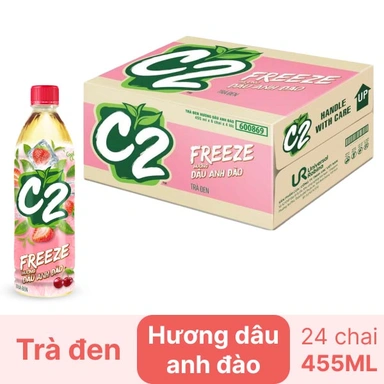 Thùng 24 chai trà đen dâu anh đào C2 455ml