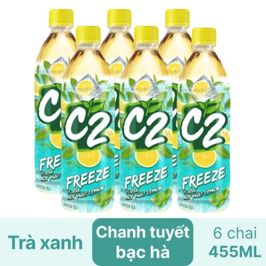 6 chai trà xanh chanh tuyết bạc hà C2 Freeze 455ml