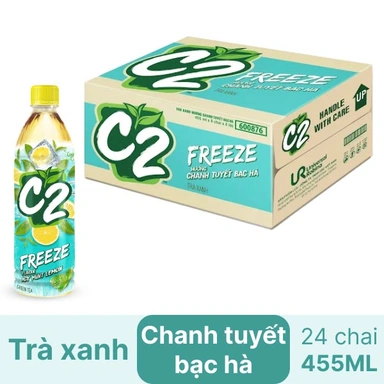 Thùng 24 chai trà xanh chanh tuyết bạc hà C2 Freeze 455ml