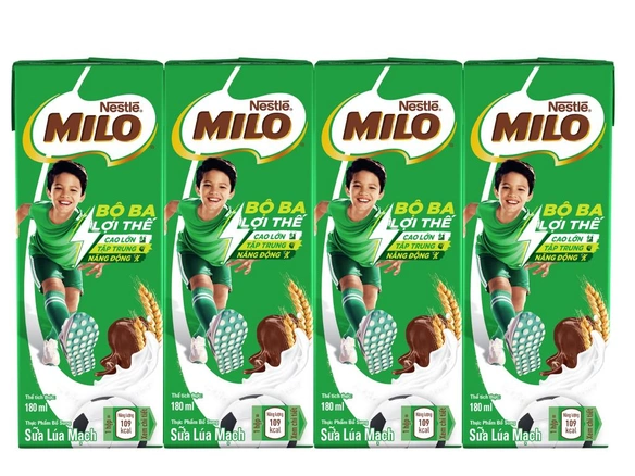 Lốc 4 hộp sữa lúa mạch Milo 180ml