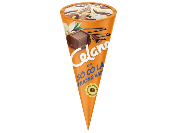 Kem ốc quế vani socola Celano cây 110ml (66g)