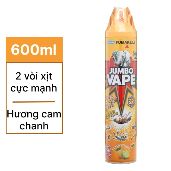 Xịt côn trùng Jumbo Vape G cam chanh 600ml