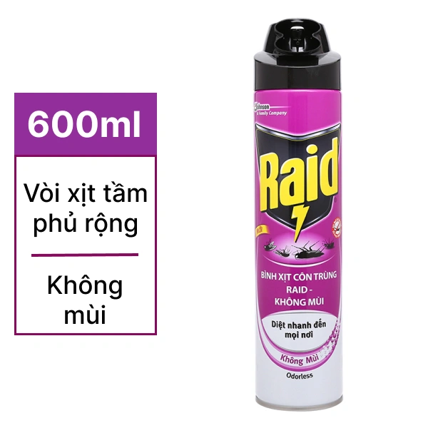 Xịt côn trùng Raid không mùi 600ml