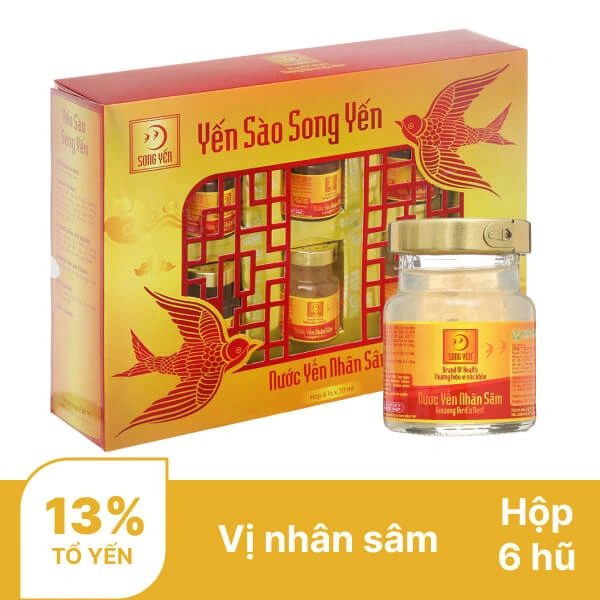 Hộp 6 hũ yến nhân sâm Song Yến 70ml