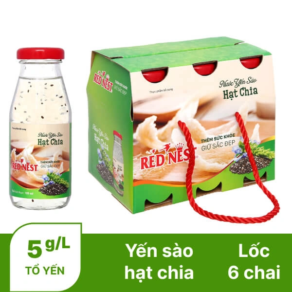 Lốc 6 chai yến hạt chia Red Nest 185ml