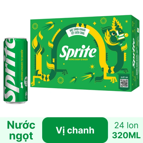 Thùng 24 lon nước ngọt Sprite chanh 320ml