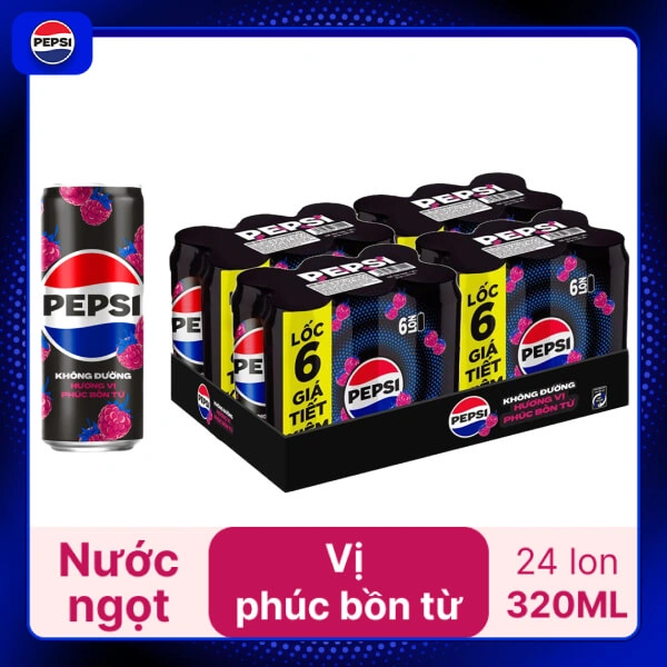 Thùng 24 lon nước ngọt Pepsi vị phúc bồn tử 320ml