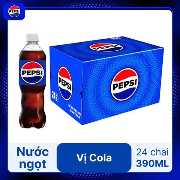 Thùng 24 chai nước ngọt Pepsi Cola 390ml